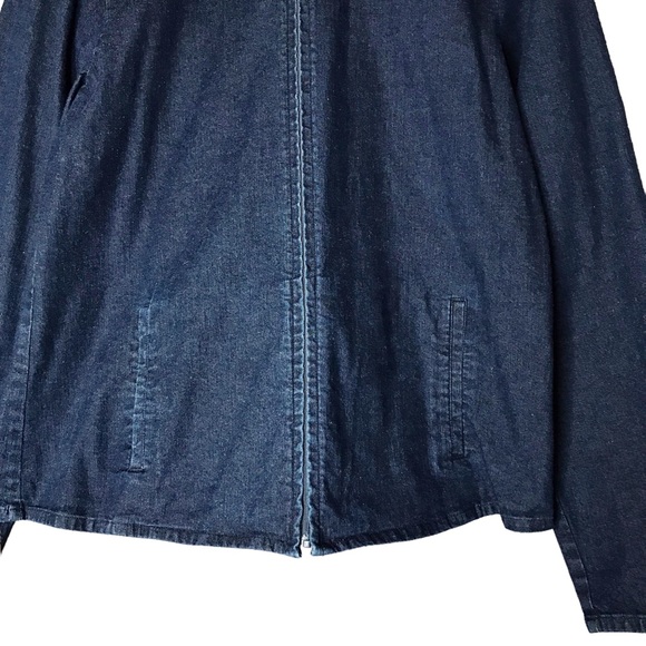 Medium Eileen Fisher Blue Cotton Chambray Shirt Jean Jacket Coastal Stretch - Picture 6 of 12